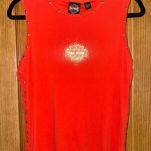 Harley-Davidson Women's Bright Orange Embellished Tank Top